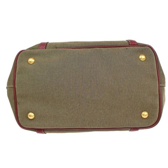 PRADA MILANO Logo 2Way Shoulder Hand Bag Canvas Leather Brown Red 79EE817 - Picture 6 of 16